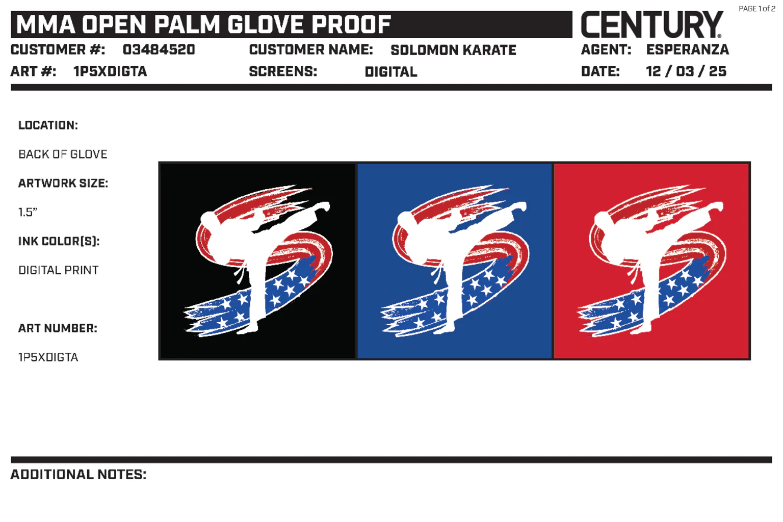 Custom Mma Open Palm Glove, Red - Image 2