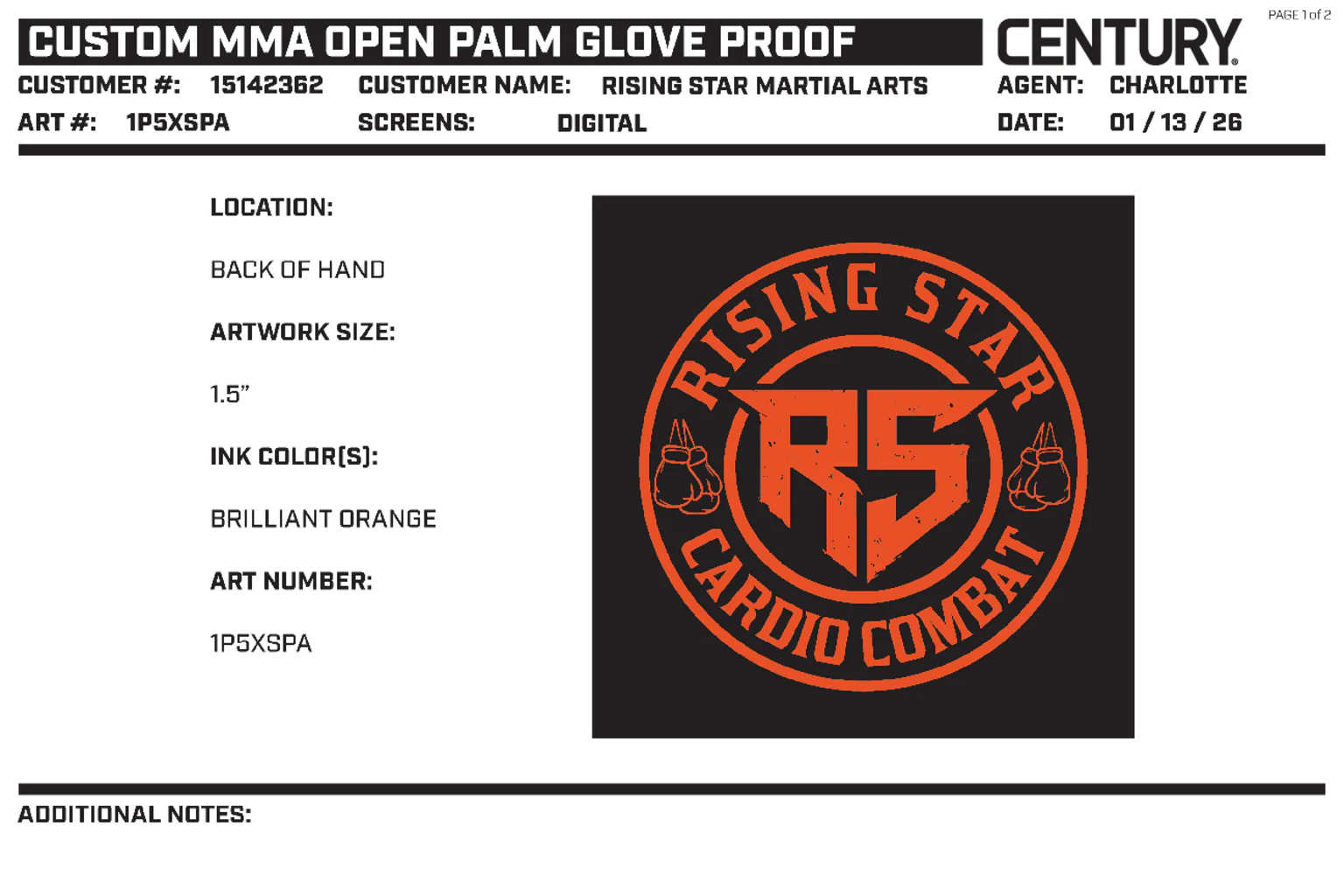 Custom Mma Open Palm Glove, Black - Image 2